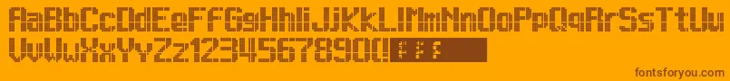 Lightdot13x9-Schriftart – Braune Schriften auf orangefarbenem Hintergrund