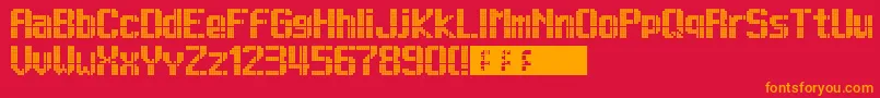 Lightdot13x9-Schriftart – Orangefarbene Schriften auf rotem Hintergrund
