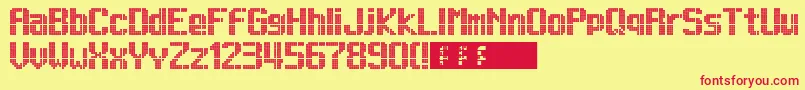 Lightdot13x9-Schriftart – Rote Schriften auf gelbem Hintergrund