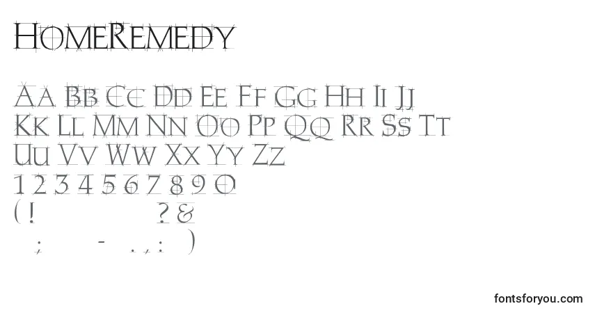 A fonte HomeRemedy – alfabeto, números, caracteres especiais
