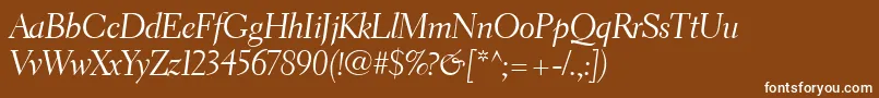 Weitere Informationen zur ElectraLtCursiveDisplay-Schriftart ElectraLtCursiveDisplay-Schriftart – Weiße Schriften auf braunem Hintergrund