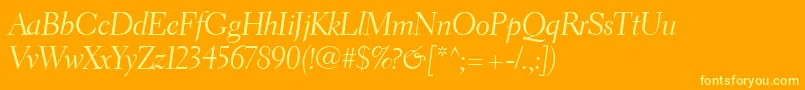 ElectraLtCursiveDisplay-Schriftart – Gelbe Schriften auf orangefarbenem Hintergrund