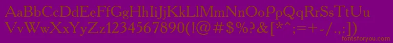 Fonte Academyc – fontes marrons em um fundo roxo