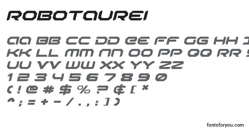Czcionka Robotaurei – alfabet, cyfry, specjalne znaki