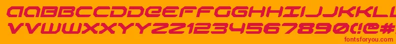 Robotaurei-Schriftart – Rote Schriften auf orangefarbenem Hintergrund