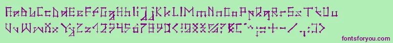 フォントGotikaBrokas – 緑の背景に紫のフォント