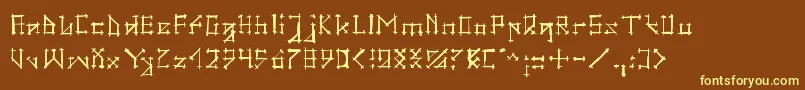 GotikaBrokas-Schriftart – Gelbe Schriften auf braunem Hintergrund
