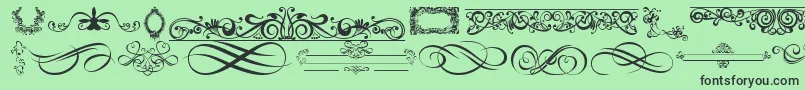 OrnamentsLabelsAndFrames-Schriftart – Schwarze Schriften auf grünem Hintergrund