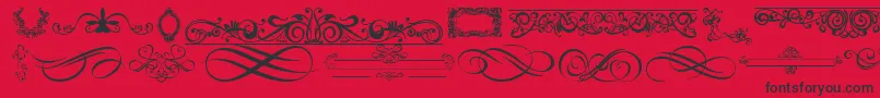 Fonte OrnamentsLabelsAndFrames – fontes pretas em um fundo vermelho