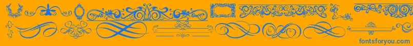 OrnamentsLabelsAndFrames Font – Blue Fonts on Orange Background