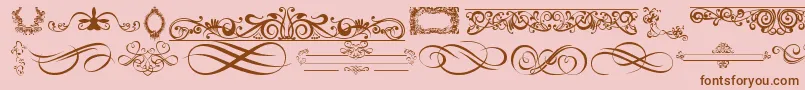 OrnamentsLabelsAndFrames-Schriftart – Braune Schriften auf rosa Hintergrund