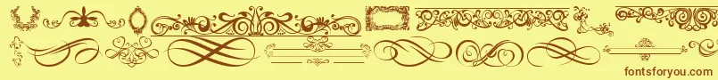 OrnamentsLabelsAndFrames-Schriftart – Braune Schriften auf gelbem Hintergrund