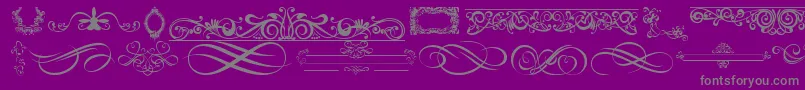 OrnamentsLabelsAndFrames-Schriftart – Graue Schriften auf violettem Hintergrund