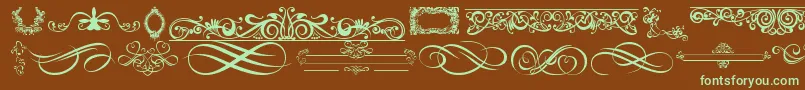 OrnamentsLabelsAndFrames-Schriftart – Grüne Schriften auf braunem Hintergrund