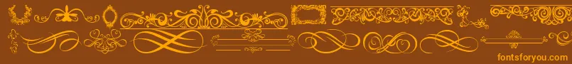 OrnamentsLabelsAndFrames-Schriftart – Orangefarbene Schriften auf braunem Hintergrund