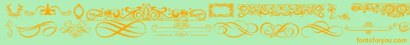 OrnamentsLabelsAndFrames-Schriftart – Orangefarbene Schriften auf grünem Hintergrund