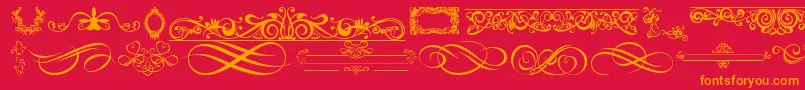 OrnamentsLabelsAndFrames Font – Orange Fonts on Red Background