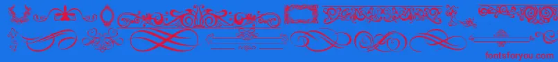 Fonte OrnamentsLabelsAndFrames – fontes vermelhas em um fundo azul
