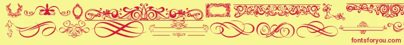 OrnamentsLabelsAndFrames-Schriftart – Rote Schriften auf gelbem Hintergrund