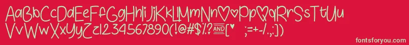 フォントLoveSunshineTtf – 赤い背景に緑の文字