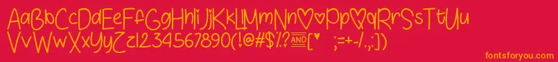 フォントLoveSunshineTtf – 赤い背景にオレンジの文字