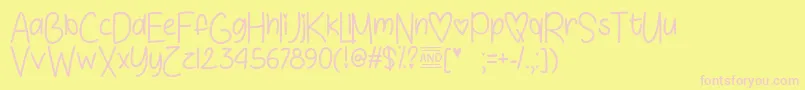 フォントLoveSunshineTtf – ピンクのフォント、黄色の背景