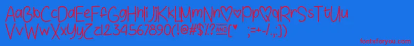 LoveSunshineTtf Font – Red Fonts on Blue Background
