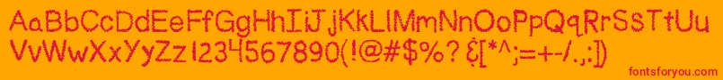 フォントKbnoodlemonster – オレンジの背景に赤い文字