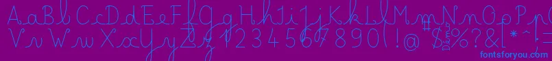 LecteurheureuxRegular Font – Blue Fonts on Purple Background