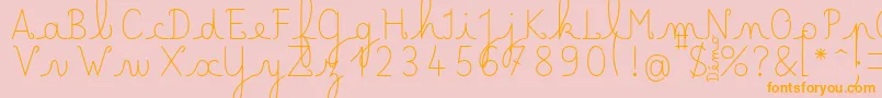 LecteurheureuxRegular-Schriftart – Orangefarbene Schriften auf rosa Hintergrund