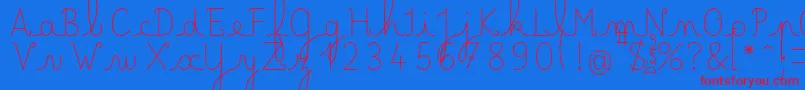 LecteurheureuxRegular Font – Red Fonts on Blue Background