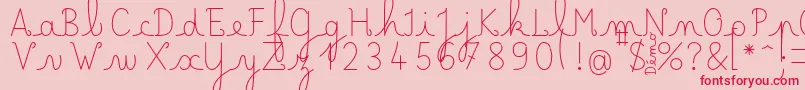 LecteurheureuxRegular Font – Red Fonts on Pink Background