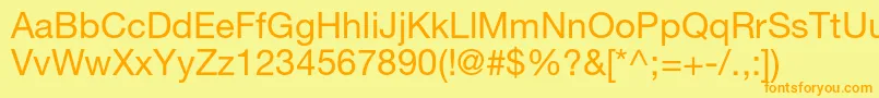 フォントHelveticaneueltstdRoman – オレンジの文字が黄色の背景にあります。