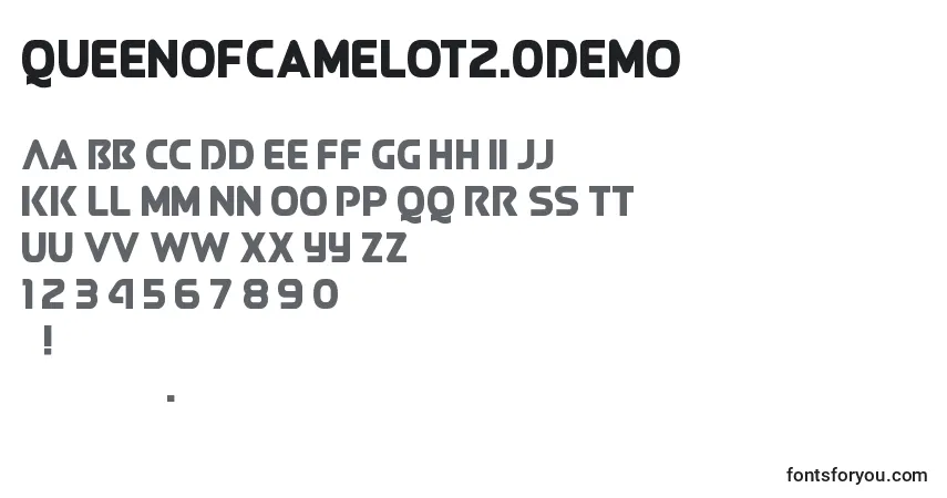 QueenOfCamelot2.0Demo-fontti – aakkoset, numerot, erikoismerkit