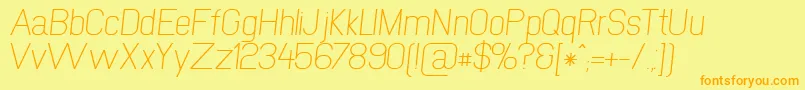 Fonte NewmediaRegularItalic – fontes laranjas em um fundo amarelo