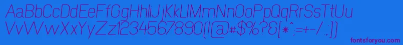 NewmediaRegularItalic Font – Purple Fonts on Blue Background