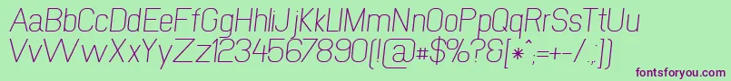NewmediaRegularItalic Font – Purple Fonts on Green Background