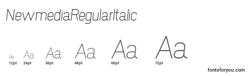 Размеры шрифта NewmediaRegularItalic