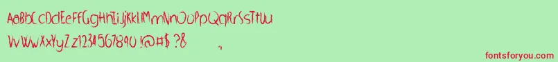 Fonte WhippedScream – fontes vermelhas em um fundo verde