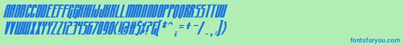 フォントCraterfaceCondensedBb – 青い文字は緑の背景です。