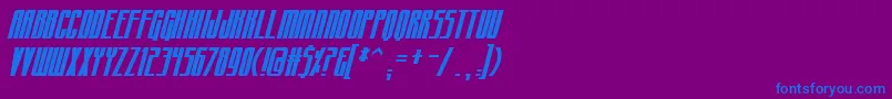 フォントCraterfaceCondensedBb – 紫色の背景に青い文字