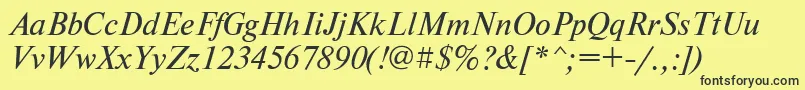 フォントNewtonttItalic – 黒い文字の黄色い背景