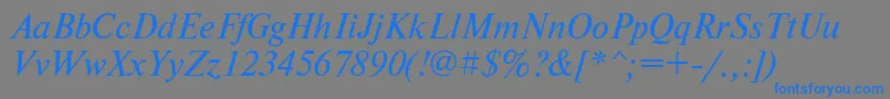 フォントNewtonttItalic – 灰色の背景に青い文字
