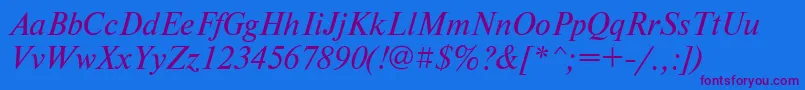 NewtonttItalic Font – Purple Fonts on Blue Background