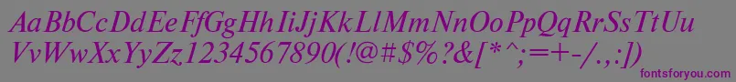 NewtonttItalic-Schriftart – Violette Schriften auf grauem Hintergrund