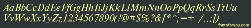 フォントNewtonttItalic – 黒い背景に黄色の文字