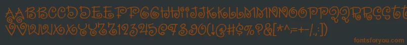 SillyheartDemo-fontti – ruskeat fontit mustalla taustalla
