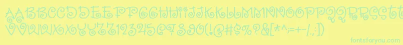 SillyheartDemo Font – Green Fonts on Yellow Background