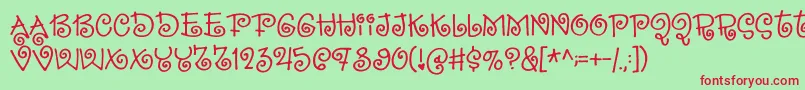 SillyheartDemo Font – Red Fonts on Green Background