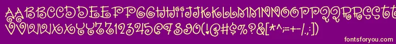 SillyheartDemo Font – Yellow Fonts on Purple Background